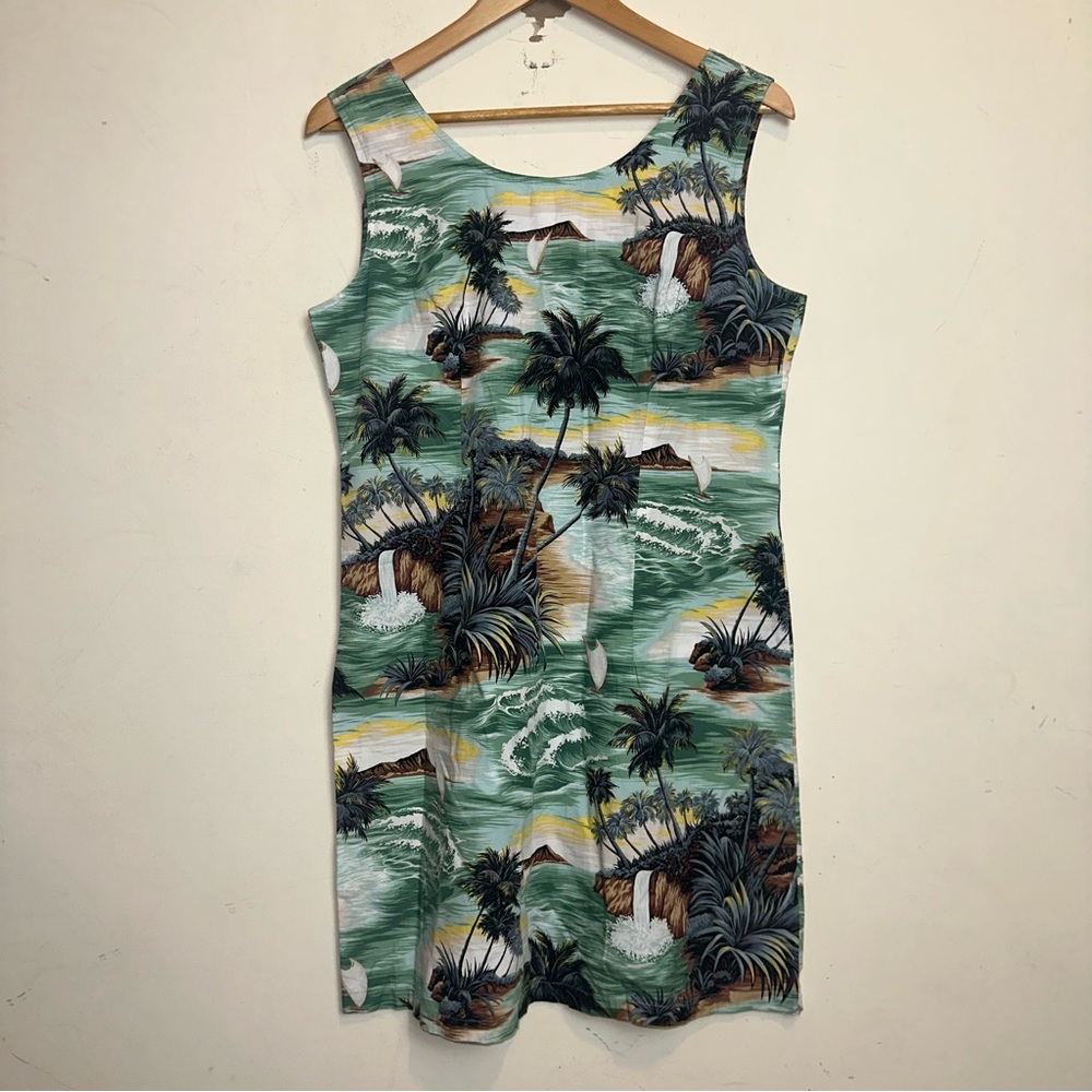 Vintage Pacific Legend Hawaiian Aloha Shift Dress Women’s L Tropical Resort USA